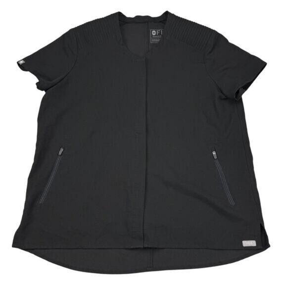 FIGS Limbe Moto Scrub Top Technical Size Small Black - Picture 3 of 8